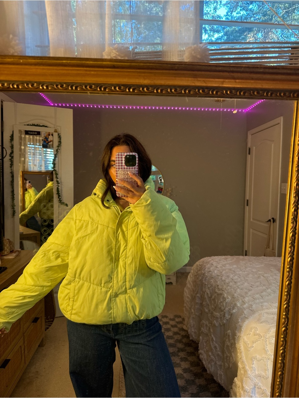 wild fable Neon Yellow Quilted Puffer Jacket